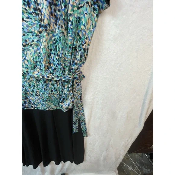 Perceptions New York Dress Womens 16 Multicolor‎ Print Front Tie Dress Stretch - Picture 5 of 11